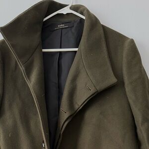 Zara pea coat Olive Green Long Coat
